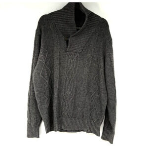 Saks fifth Avenue Black Label Cashmere Sweater Mens XL Gray Cable Knit Luxury